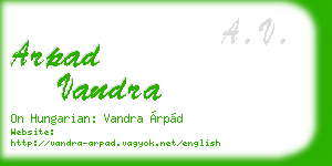 arpad vandra business card