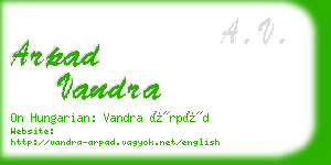 arpad vandra business card